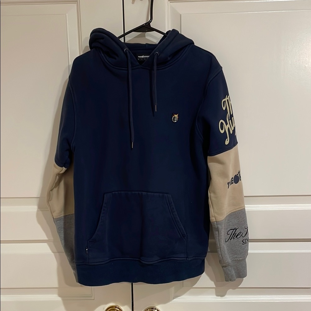 The Hundreds Blue and Cream Sweatshirt with Color-Block Sleeves